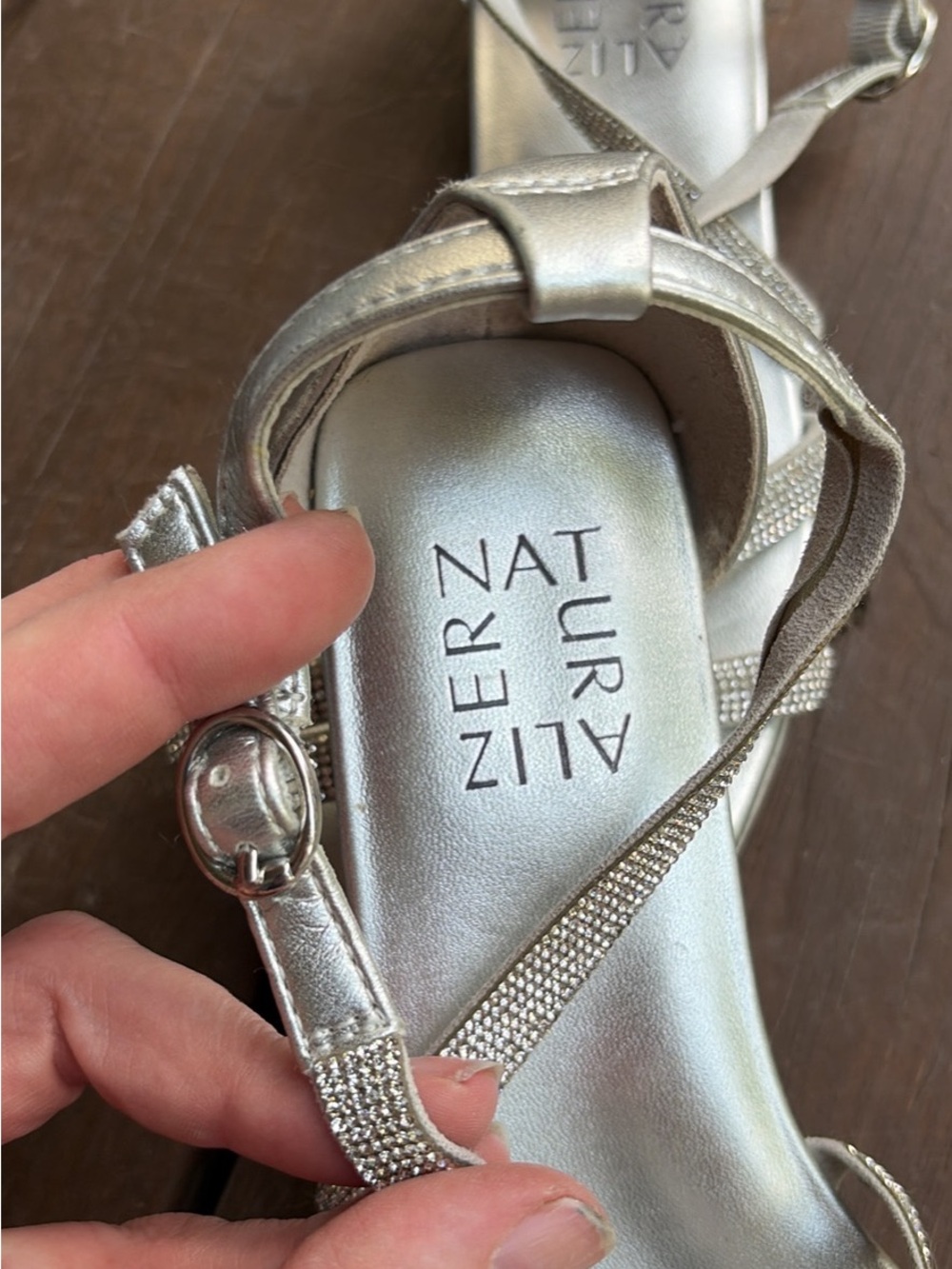 Naturalizer Silver Strappy Rhinestone Sandals - Picture 6 of 6